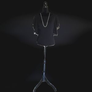 #C68 Melanie Lyne Women’s Ruffled Sleeve Black Crop Top